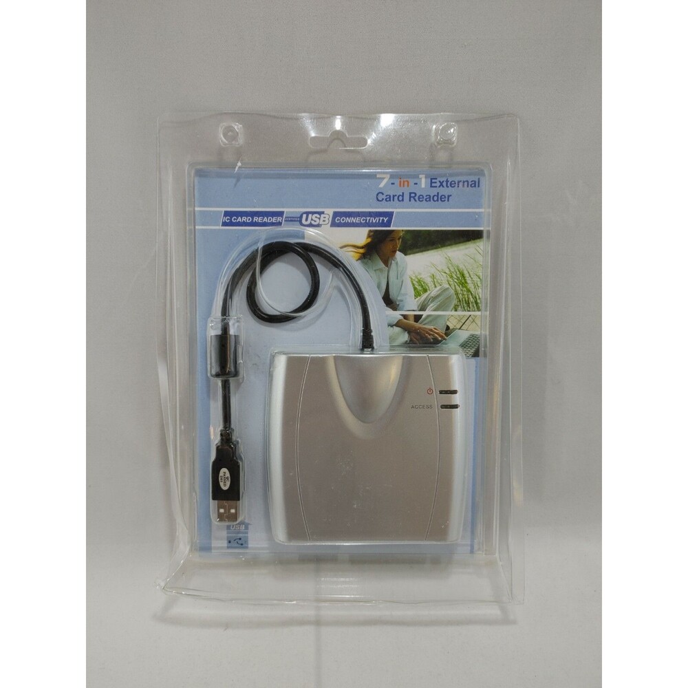 NEW 7-in-1 External Card Reader USB 2.0 Silver - Reads XD & SmartMedia Cards